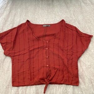 Prana crop tie shirt